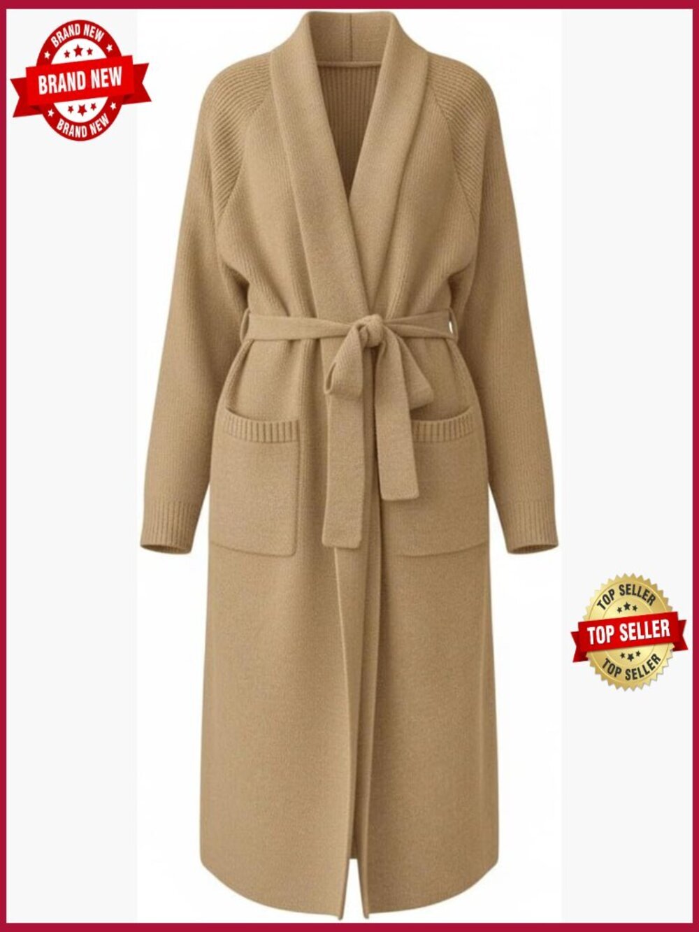 Open Front Long Chunky Knit Cardigan Coatigan Duster Sweater with Pockets